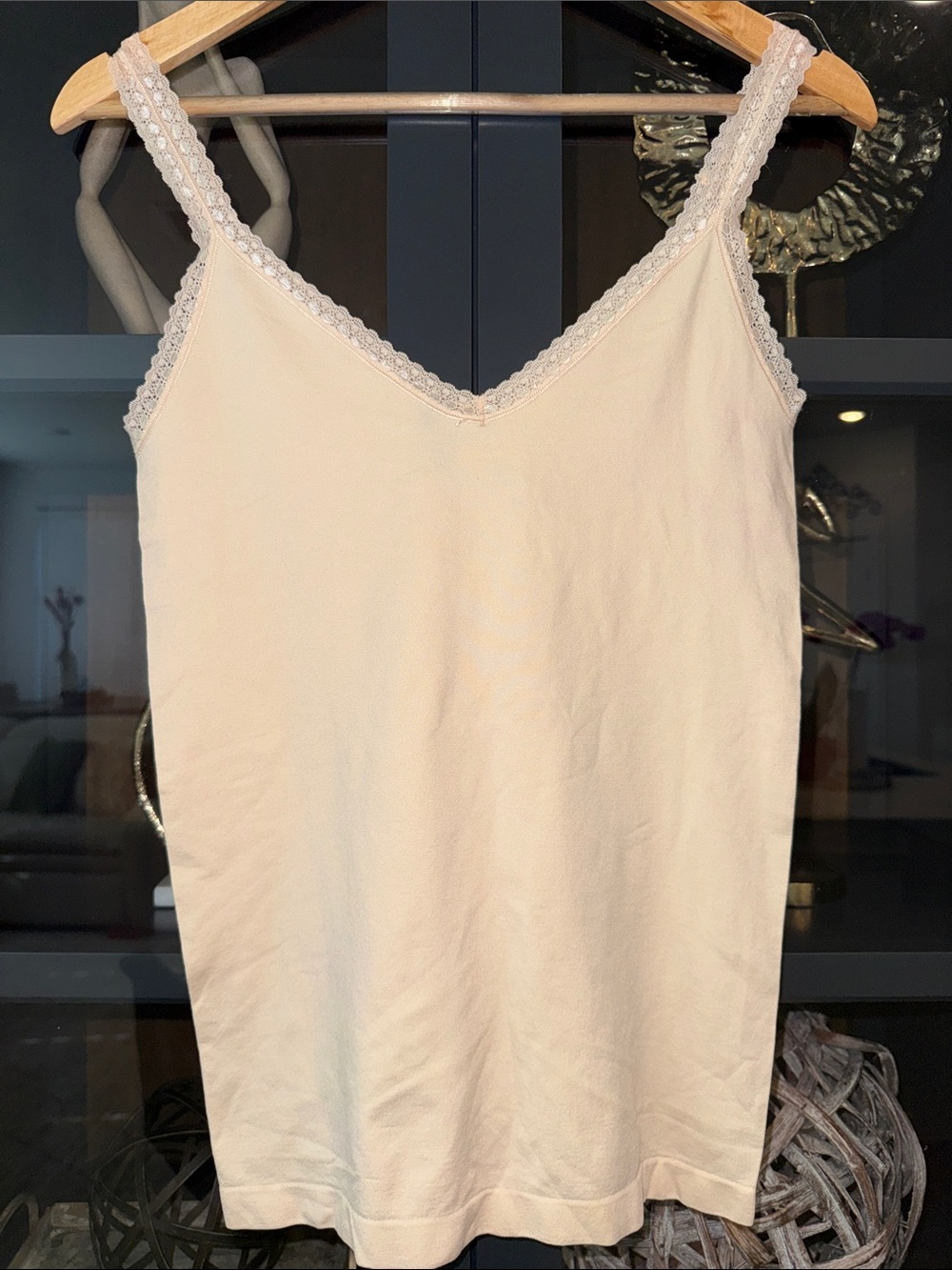 Nouvelle Seamless Cream Lace-Trim Slip Chemise